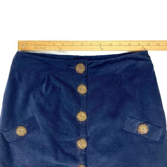Leona by Lauren Leonard Mini Skirt Womens 4 Blue Corduroy 90s Western High‎ Rise - Picture 6 of 9
